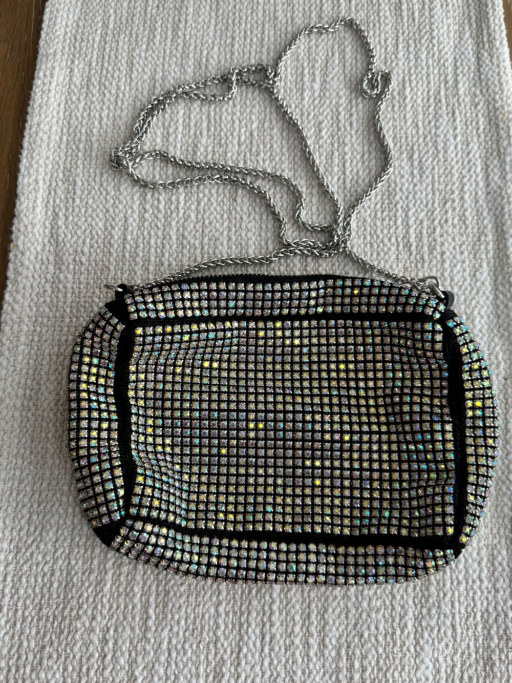 EAM FOREVER Crystal/Rhinestone Crossbody Bag with removable Silver Chain